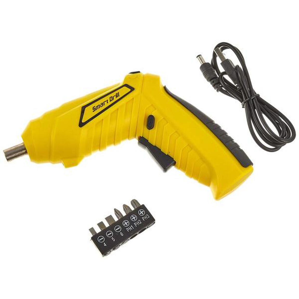 ひとりでできるDIYコンパクト&軽量電動ドライバ―Smart Drillセット―USB充電できる光って見やすいLEDライト6本のビットつき