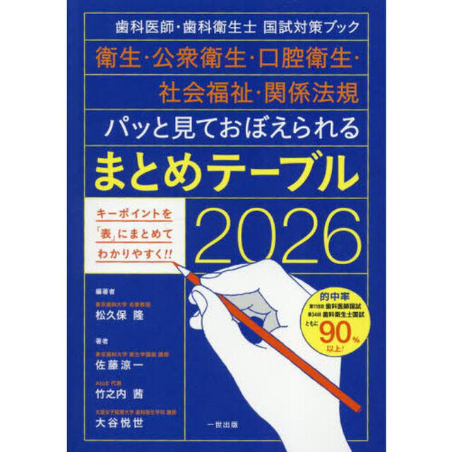 衛生・公衆衛生・口腔衛生・社会福祉・関係法規パッと見ておぼえられるまとめテーブル　歯科医師・歯科衛生士国試対策ブック　２０２６