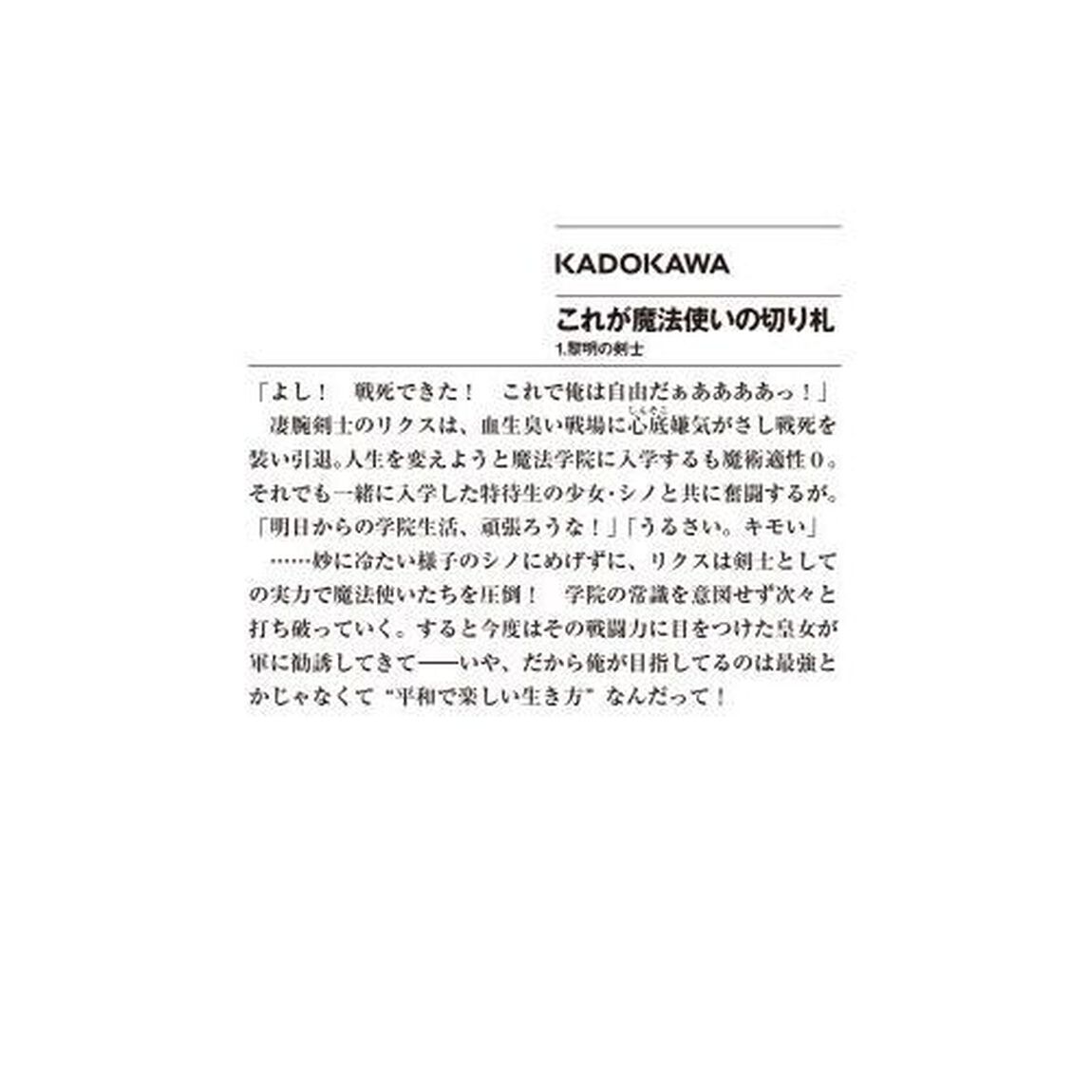 これが魔法使いの切り札　１「黎明の剣士」