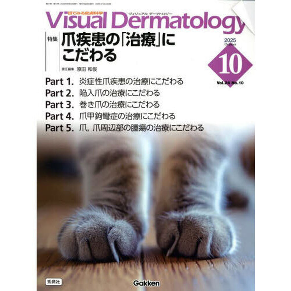 Ｖｉｓｕａｌ　Ｄｅｒｍａｔｏｌｏｇｙ　目でみる皮膚科学　Ｖｏｌ．２４Ｎｏ．１０（２０２５Ｏｃｔｏｂｅｒ）「特集｜爪疾患の「治療」にこだわる」