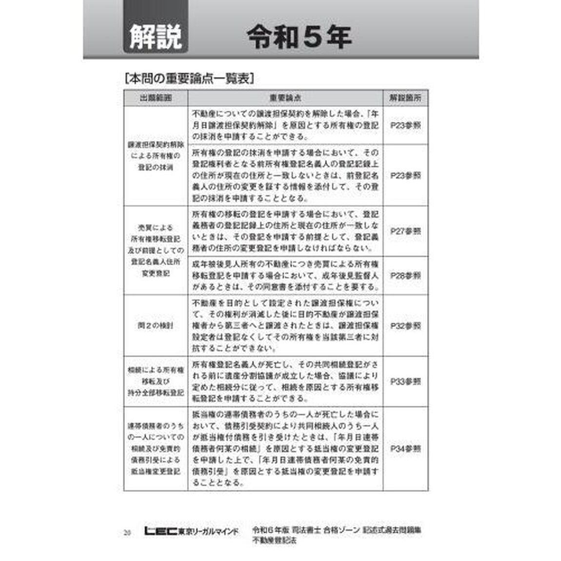 司法書士合格ゾーン記述式過去問題集　令和６年版１１「不動産登記法」