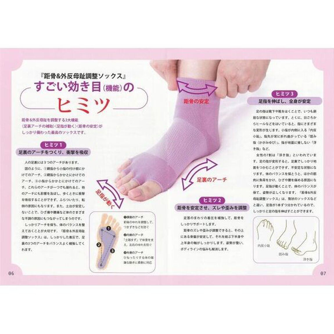 距骨＆外反母趾調整ソックス　ラベンダー