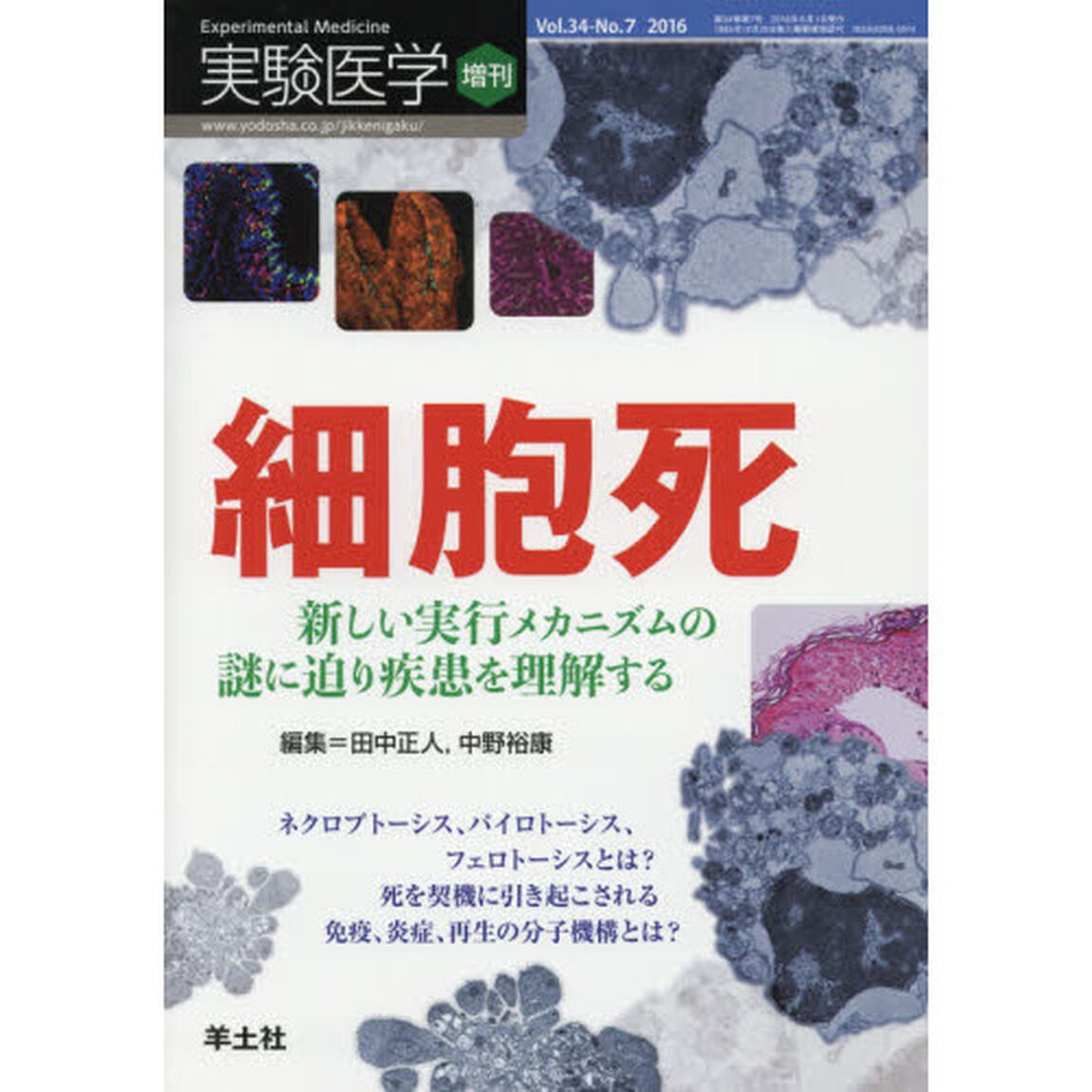 実験医学　Ｖｏｌ．３４－Ｎｏ．７（２０１６増刊）「細胞死新しい実行メカニズムの謎に迫り疾患を理解する　ネクロプトーシス、パイロトーシス、フェロトーシスとは？死を契機に引き起こされる免疫、炎症、再生の分子機構とは？」