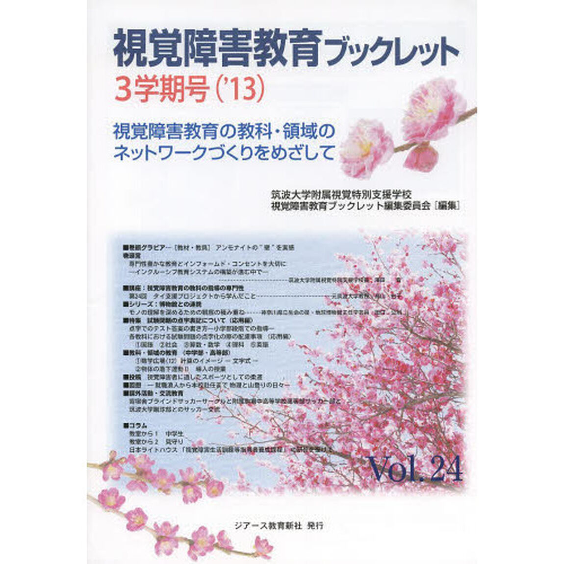 視覚障害教育ブックレット　視覚障害教育の教科・領域のネットワークづくりをめざして　Ｖｏｌ．２４（&rsquo;１３－３学期号）