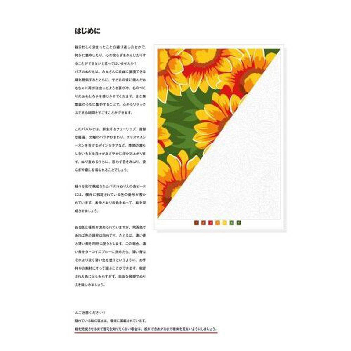 １００パズルぬりえ　１１「あざやかな花々」