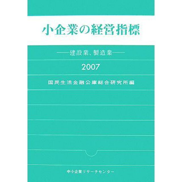 小企業の経営指標　建設業、製造業　２００７