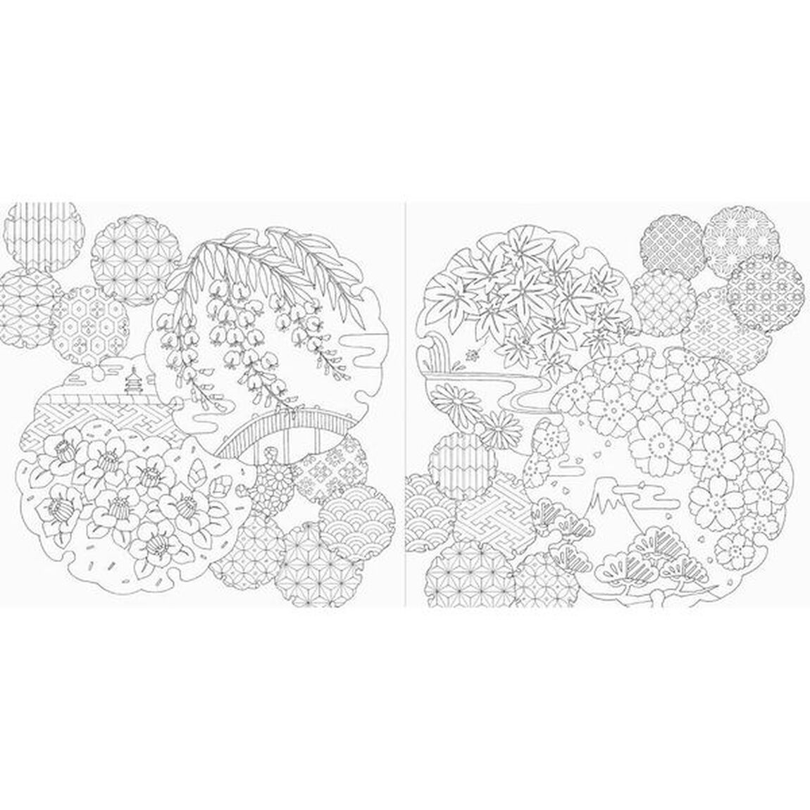 四季の和柄と花景色ぬり絵ブック