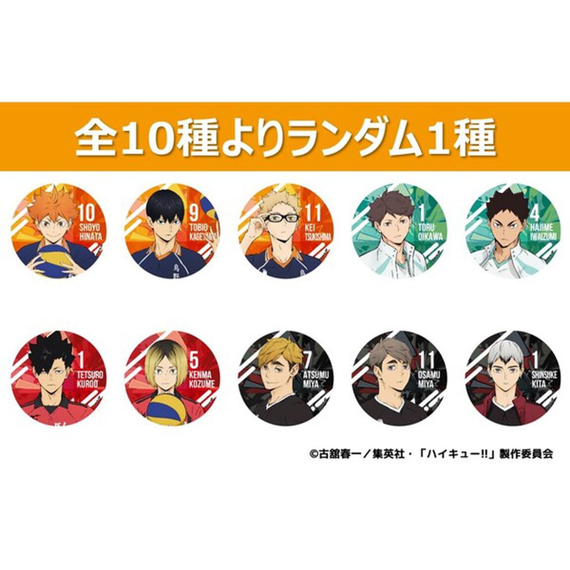 アニメ「ハイキュー!!」ランダム缶バッジ（全10種よりランダム1種）