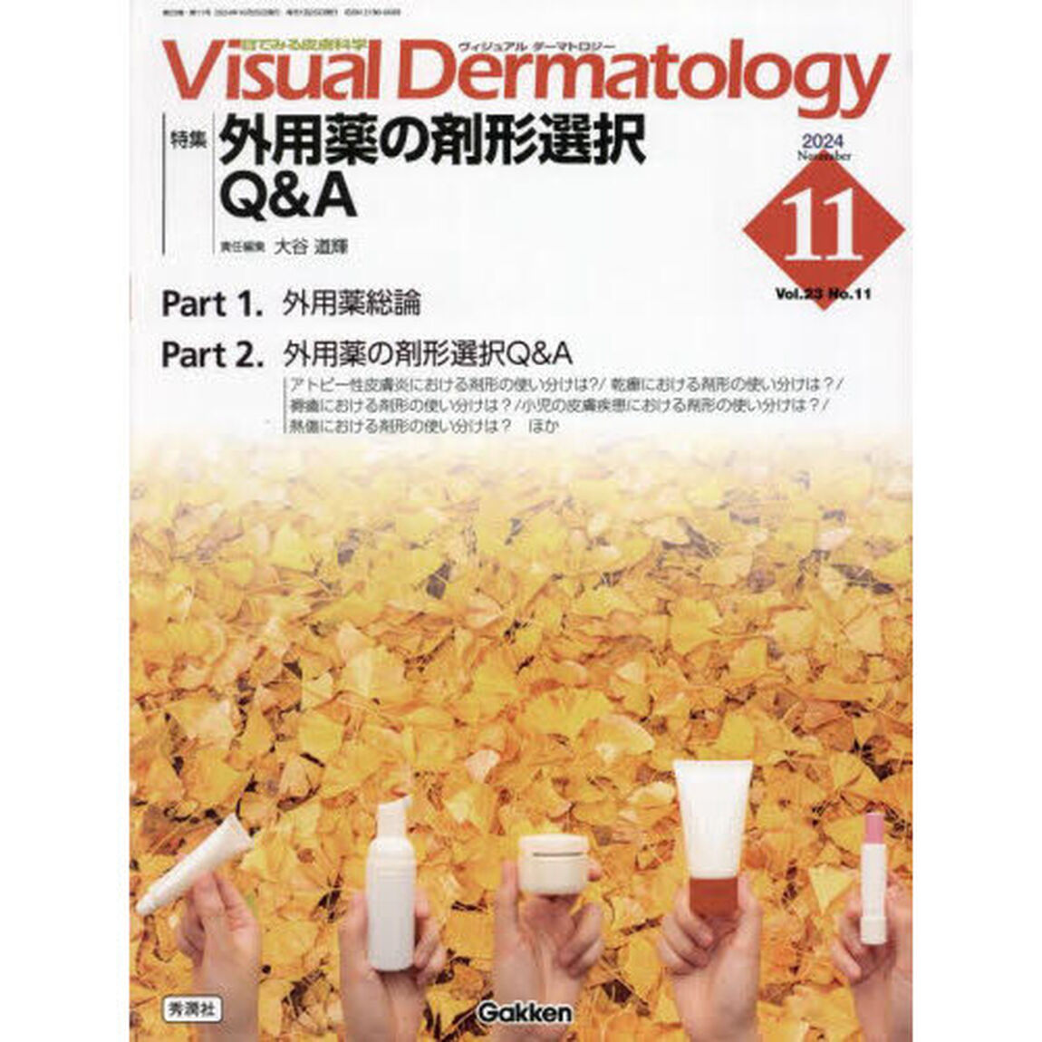 Ｖｉｓｕａｌ　Ｄｅｒｍａｔｏｌｏｇｙ　目でみる皮膚科学　Ｖｏｌ．２３Ｎｏ．１１（２０２４Ｎｏｖｅｍｂｅｒ）「特集｜外用薬の剤形選択Ｑ＆Ａ」