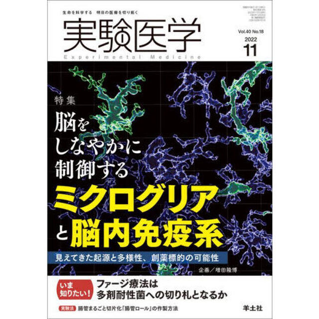 実験医学　Ｖｏｌ．４０Ｎｏ．１８（２０２２－１１）「〈特集〉ミクログリアと脳内免疫系／ファージ療法」