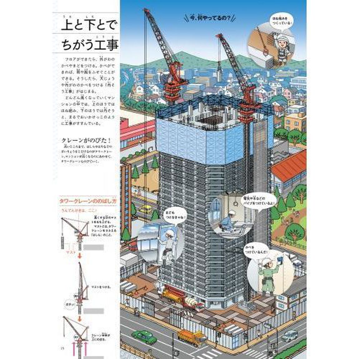だんだんできてくる　まちたんけんにゴー！　２　おなじところから工事げんばを見つめてみた「マンション」