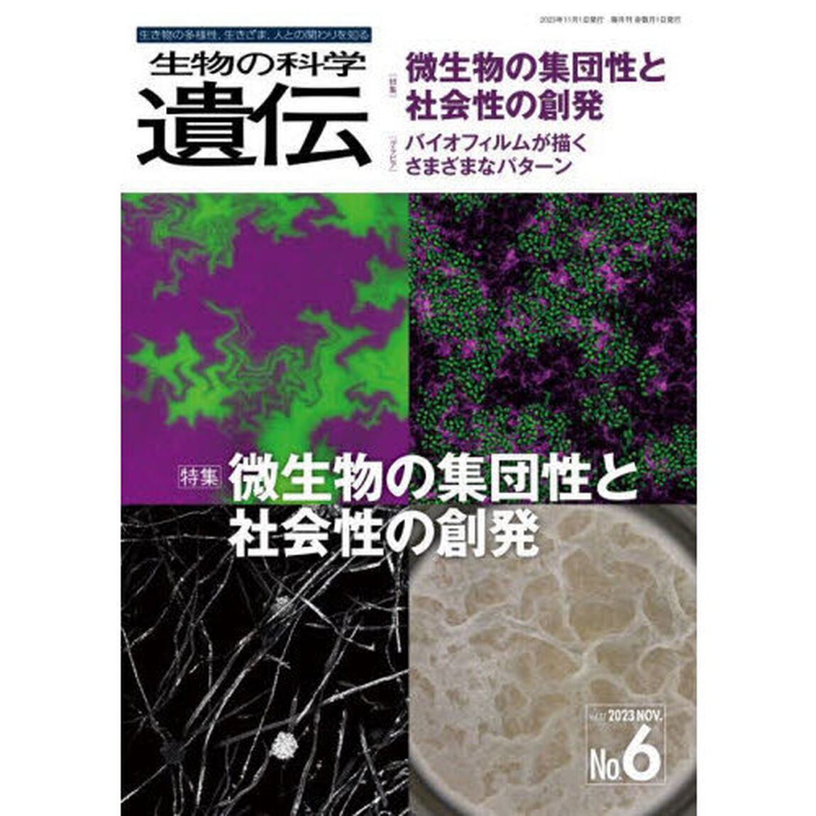 生物の科学遺伝　Ｖｏｌ．７７Ｎｏ．６（２０２３ＮＯＶ．）「微生物の集団性と社会性の創発」