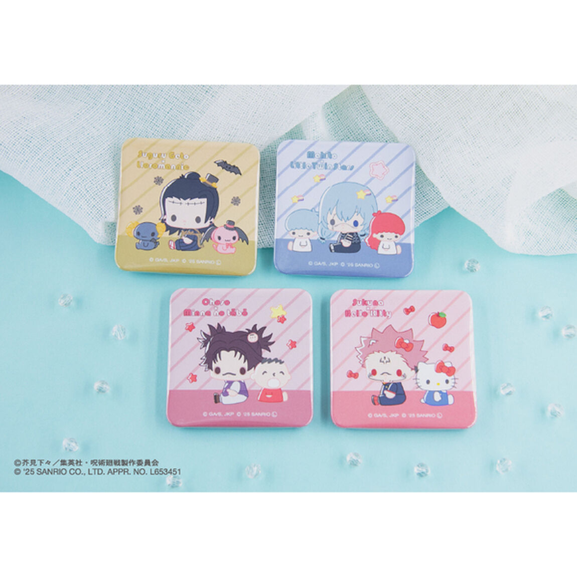呪術廻戦 &times;サンリオキャラクターズ 　スクエア缶バッジ 単品（全10種よりランダム1種）