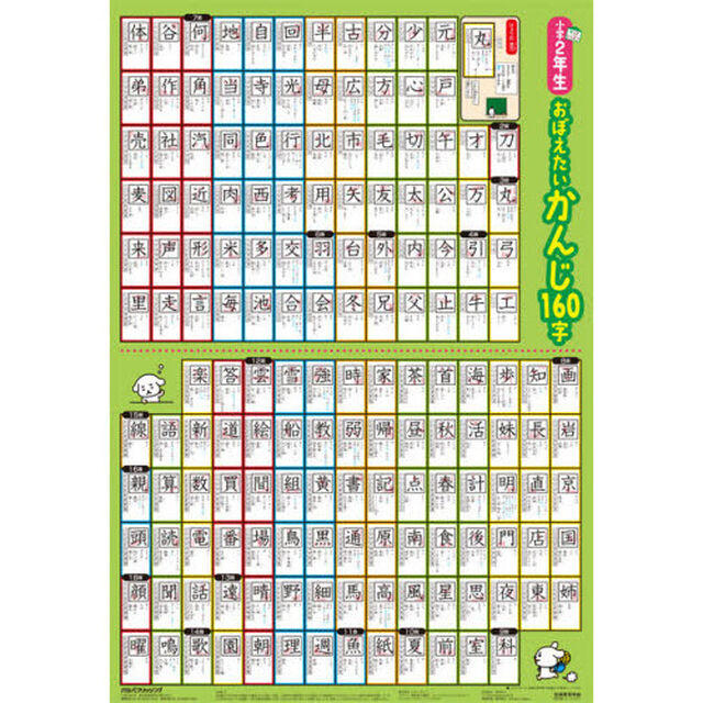 Ｂ２小学２年生　おぼえたいかんじ１６０字