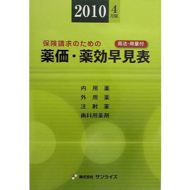 薬価・薬効早見表　保険請求のための　２０１０年４月版　内用薬　外用薬　注射薬　歯科用薬剤