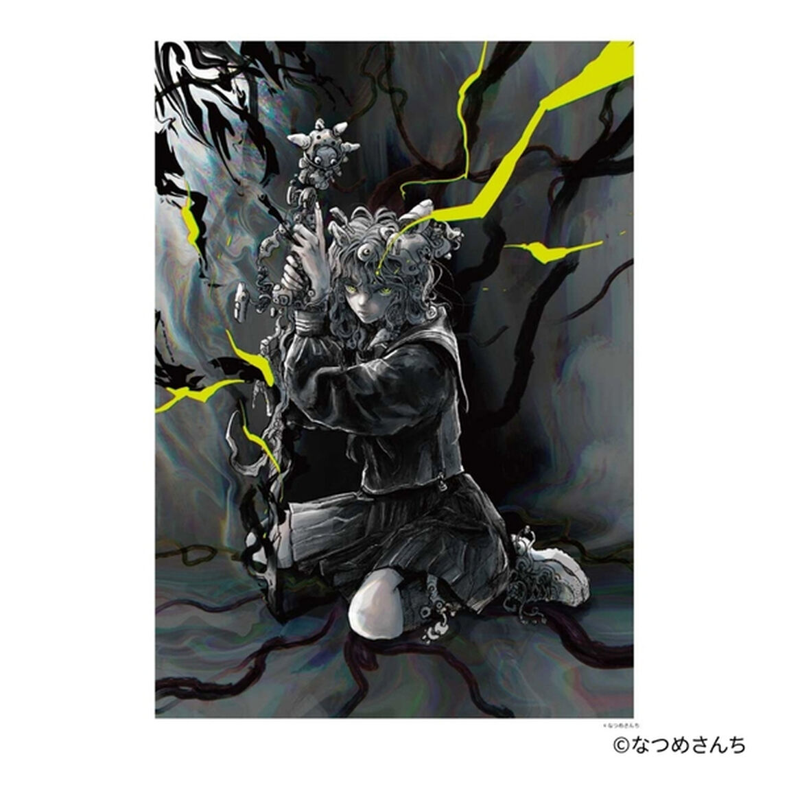 【なつめさんち】原画展「SAVE PAINT」複製原画 UP SIDE DOWN_model eve