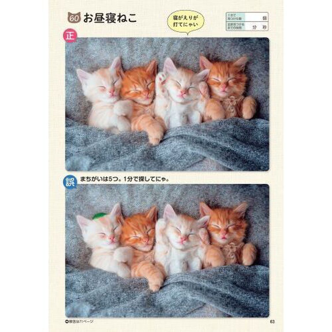 ねこのまちがいさがし　にゃんと１分見るだけ！記憶脳瞬間強化　１