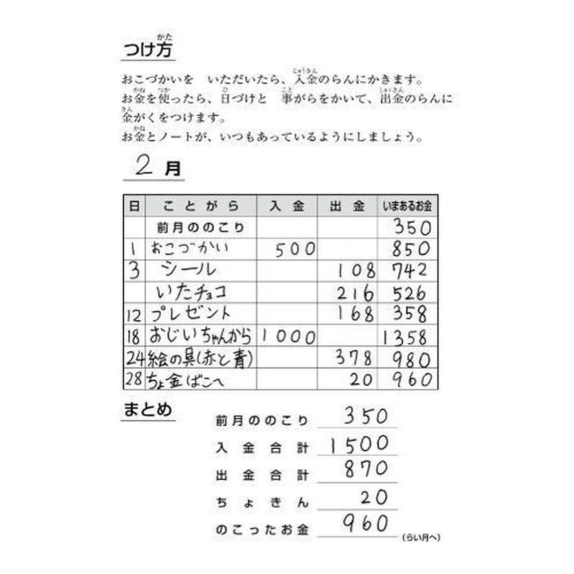 小学生のこづかいちょう　パンダ