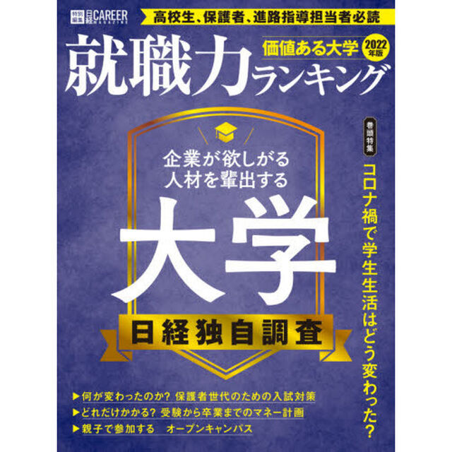 価値ある大学　就職力ランキング　２０２２年版「有力企業が評価する大学は？」