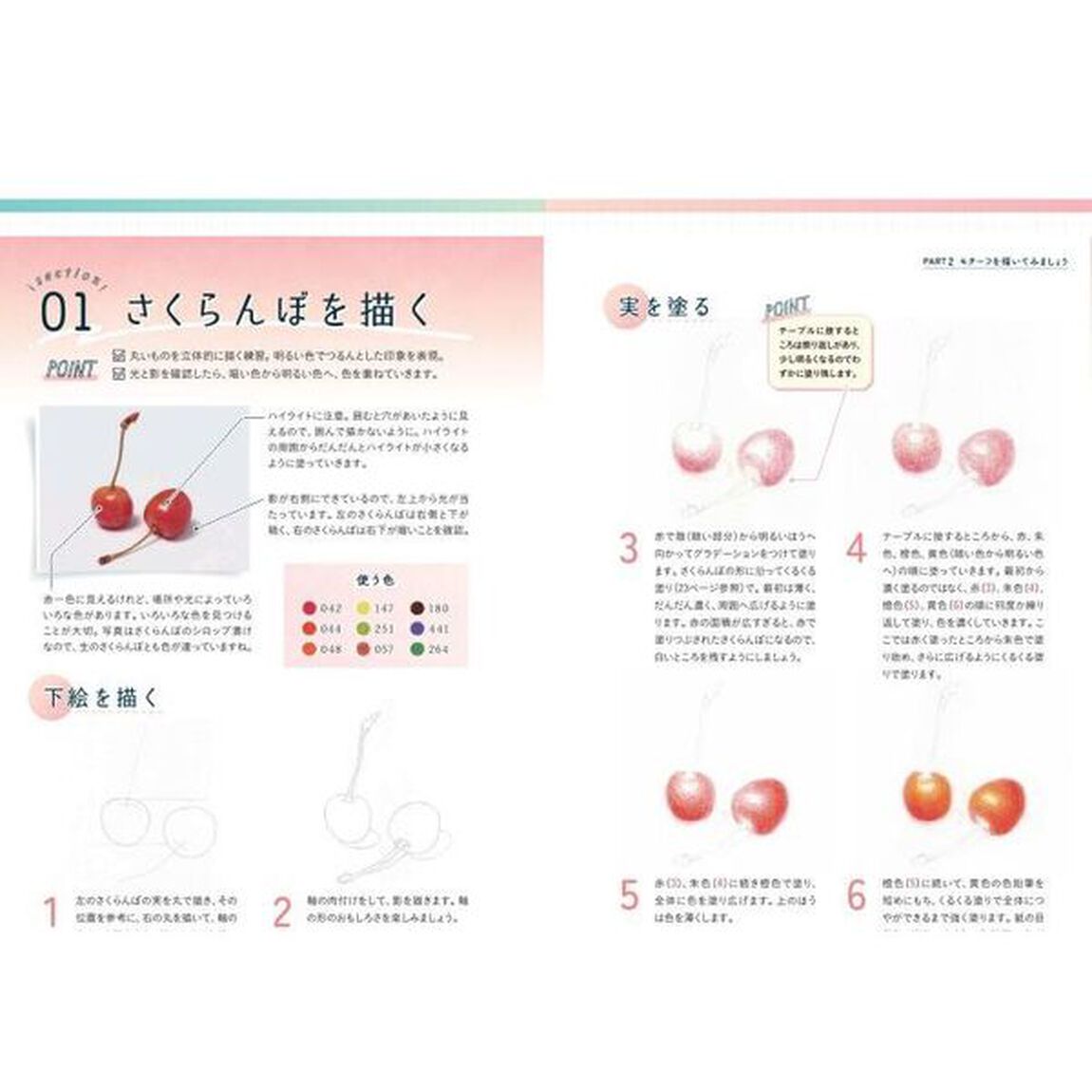 ６０歳からの色鉛筆画教室　大きな絵でわかりやすい