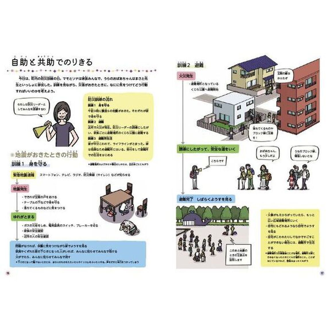日本防災ずかん　４「自助・共助・公助・応急・支援」
