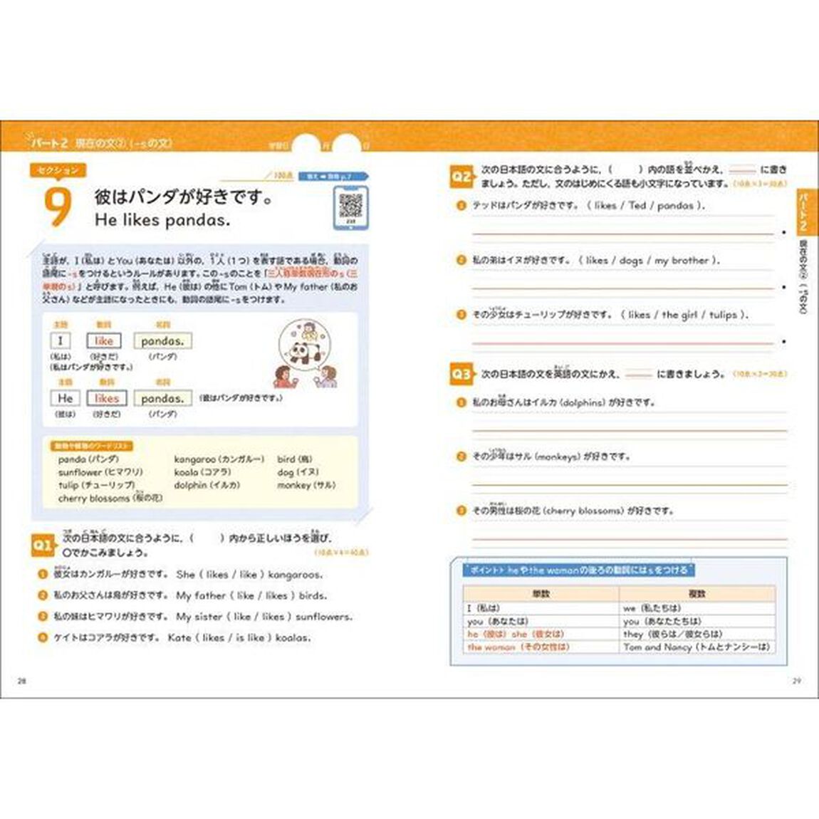 小学英文法パターンドリル　パターン練習で英文法が身につく！　２「三単現・過去・未来・進行形の文」