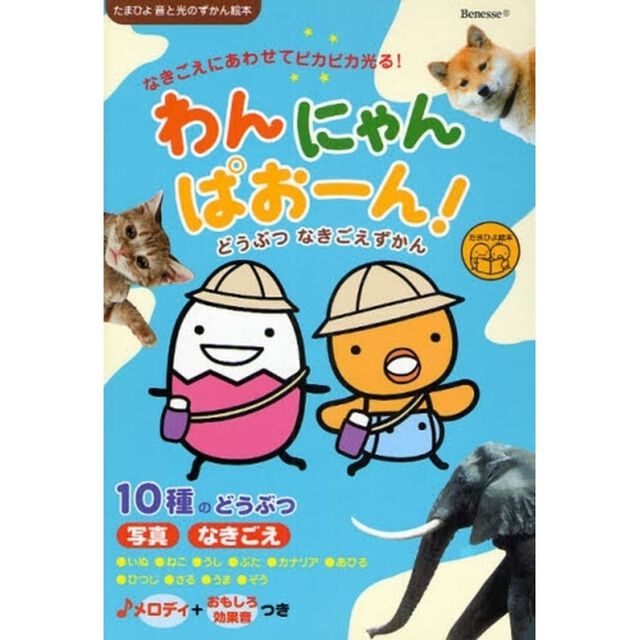 わんにゃんぱおーん！　どうぶつなきごえずかん　なきごえにあわせてピカピカ光る！