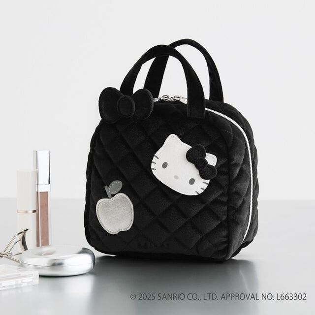 HELLO KITTY &times; BRILMY 中身が見えて時短がかなう ズボラに優しいコスメポーチ BOOK VELOUR BLACK ver. SPECIAL PACKAGE（セブン‐イレブン／セブンネット限定パッケージ）