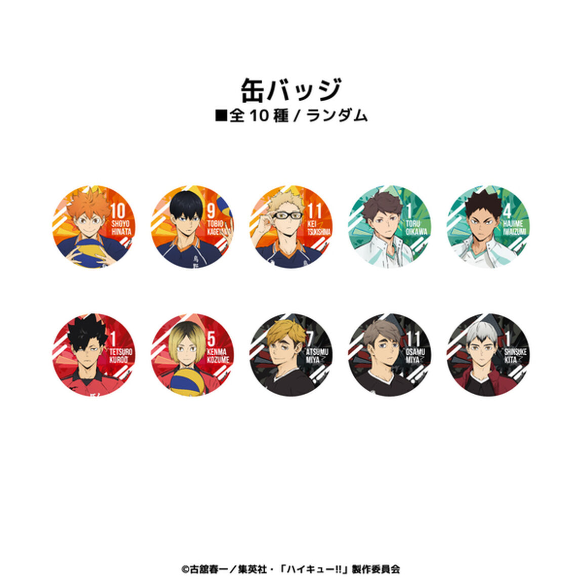 アニメ「ハイキュー!!」ランダム缶バッジ（全10種よりランダム1種）