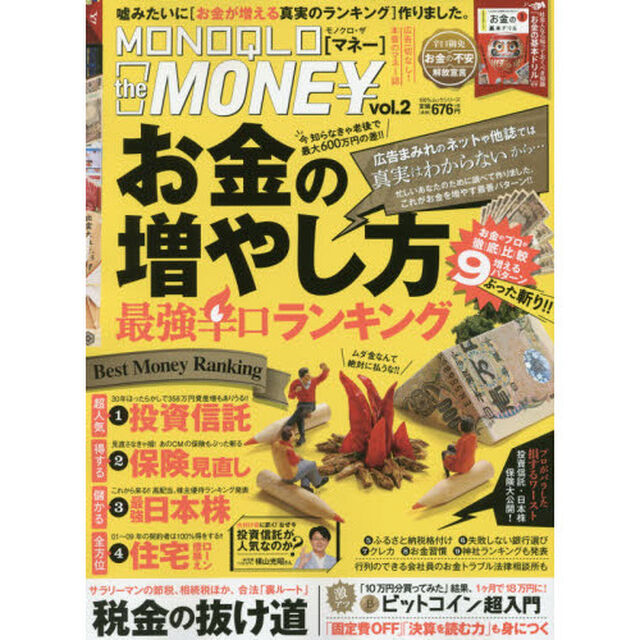 MONOQLO the MONEY(モノクロ ザ マネー) vol.2 (100%ムックシリーズ)「投資信託／日本株／保険／住宅ローンお金の増やし方最強辛口ランキング」