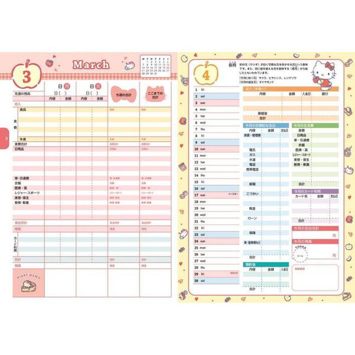 &rsquo;２２　ハローキティのかんたん家計簿
