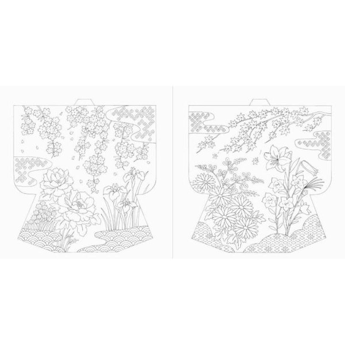 四季の和柄と花景色ぬり絵ブック