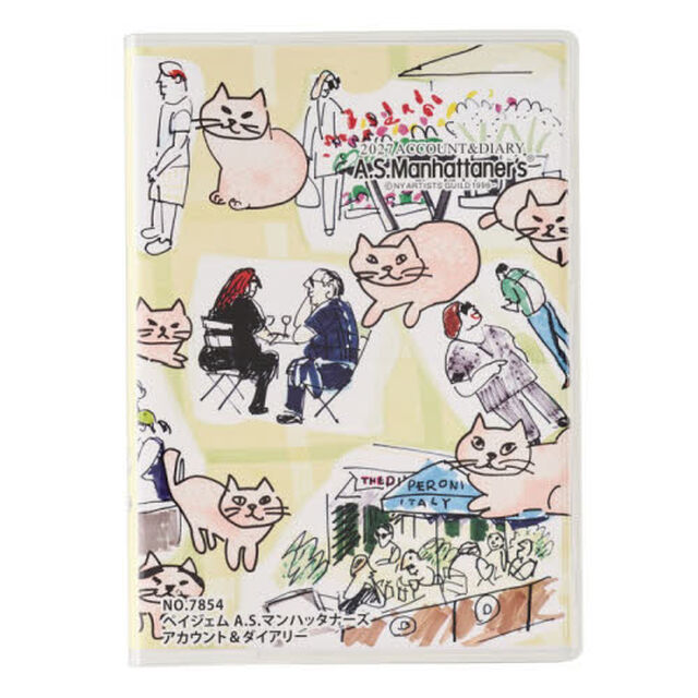 ７８５４．ペイジェムＡ．Ｓ．マンハッタナーズアカウント＆ダイアリー（ＮＹなわばり猫）　２０２７年版手帳