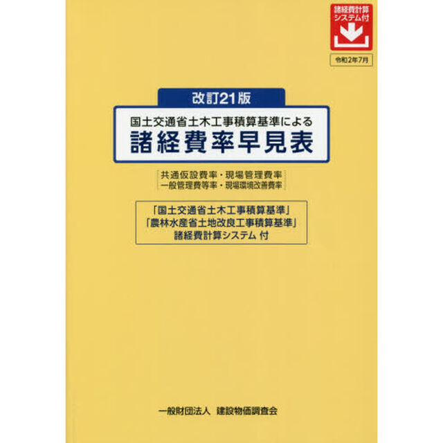 国土交通省土木工事積算基準による諸経費率早見表　共通仮設費率・現場管理費率　一般管理費等率・現場環境改善費率「改訂２１版」