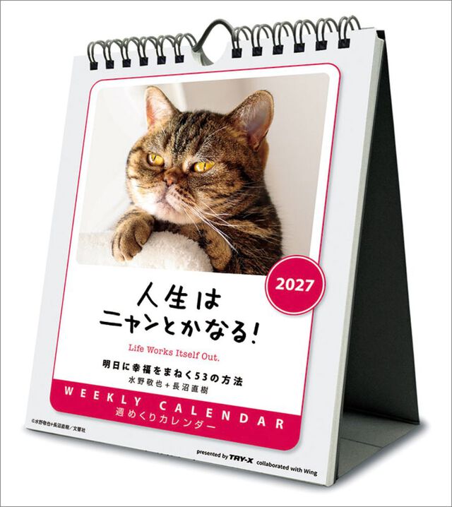 人生はニャンとかなる！ 卓上/壁掛 2027年カレンダー