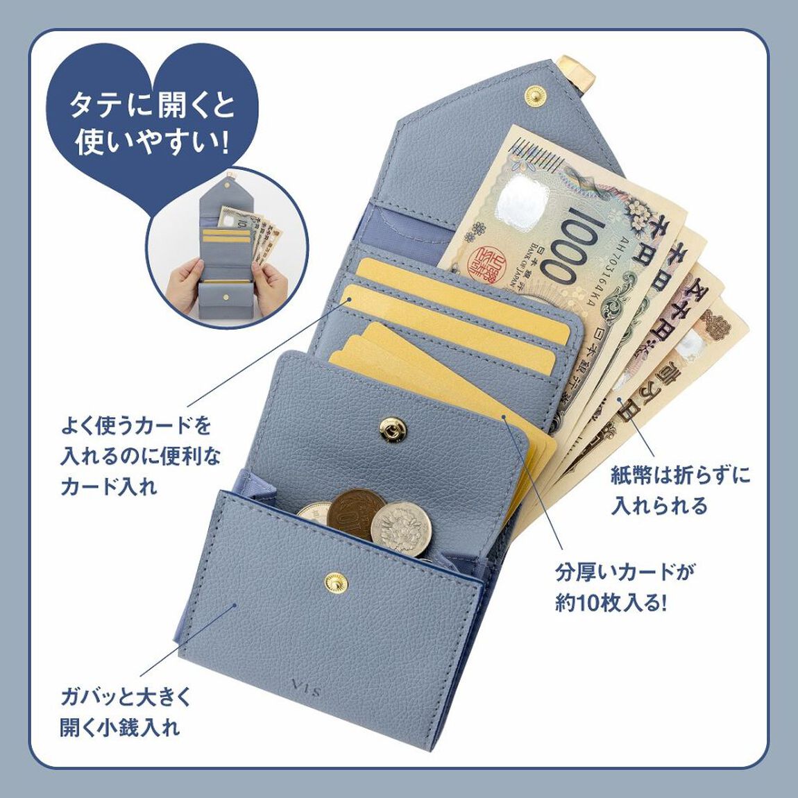 VIS ハートカット財布ミニ SAXE BLUE (宝島社ブランドムック)