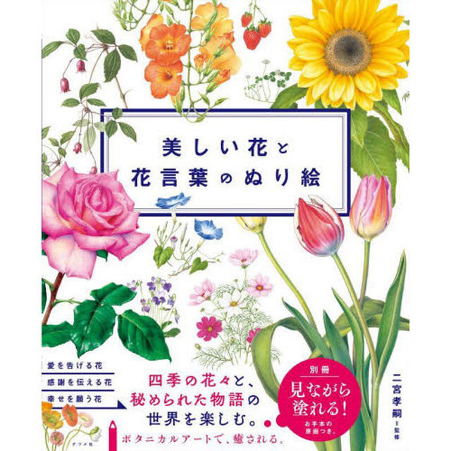 美しい花と花言葉のぬり絵