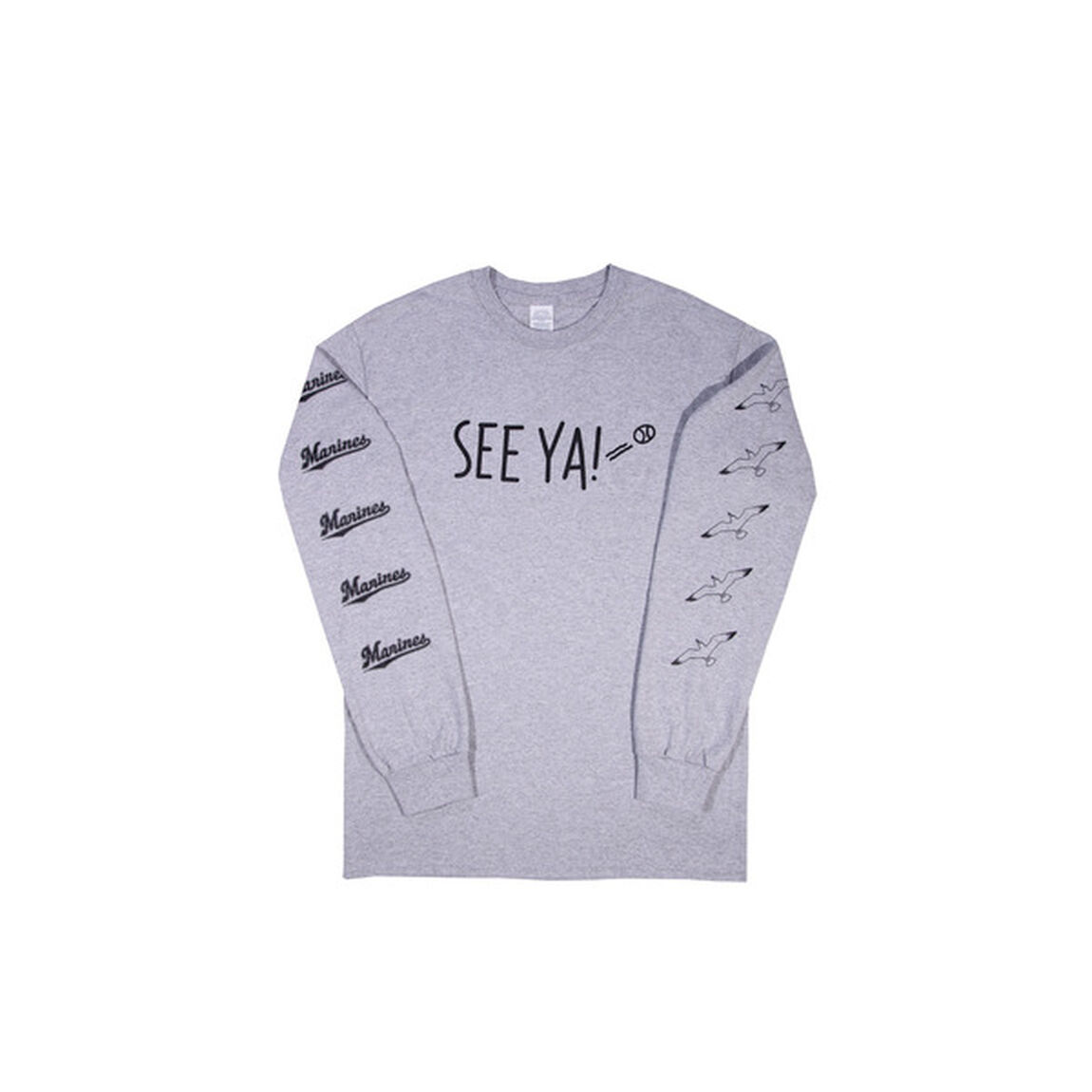 セブンネット限定デザイン　千葉ロッテマリーンズ　公式　「SEE YA！」ロゴ　ロングＴシャツ　グレー　Ｍサイズ　（70％OFF）