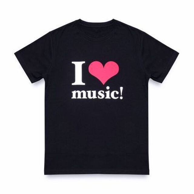 WE ハート（LOVE）NAMIE HANABI SHOW（安室奈美恵）／ I ハート（LOVE）music!Tシャツ BLACK Sサイズ（その他）