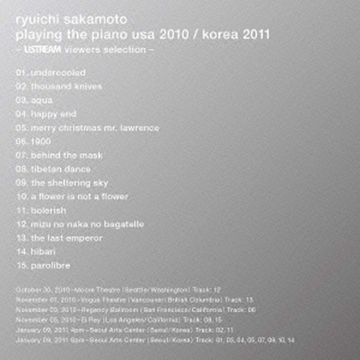 playing　the　piano　usa　2010／korea　2011　－USTREAM　viewers　selection－（ＣＤ）