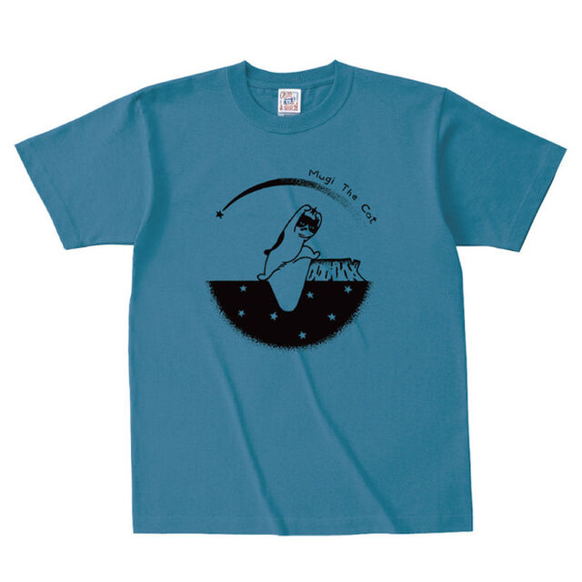 むぎ(猫)／ねっこほって宝物Tシャツ（ブルー） L（その他）