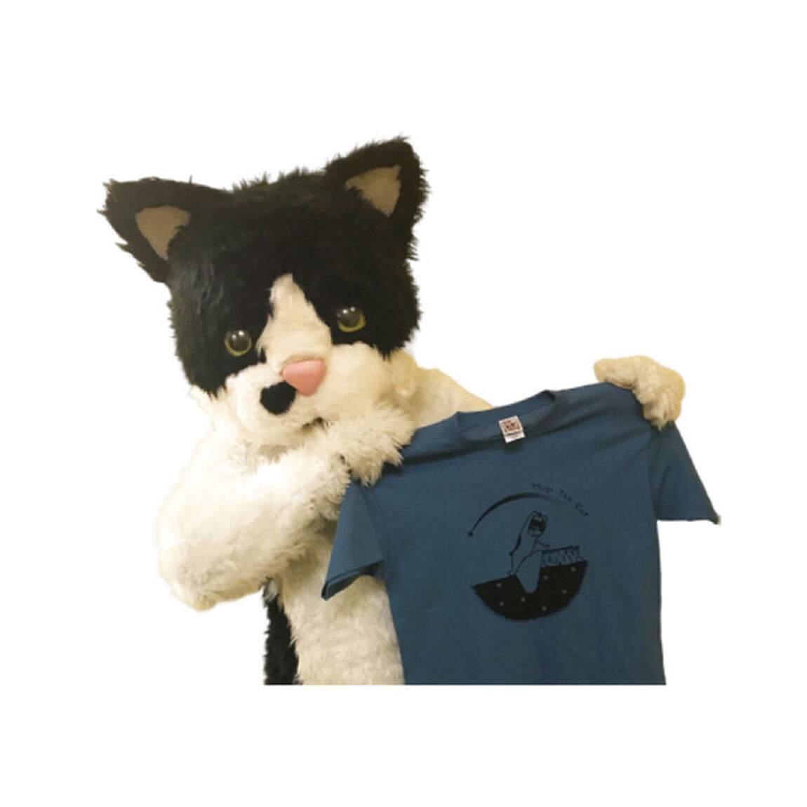むぎ(猫)／ねっこほって宝物Tシャツ（ブルー） XL（その他）
