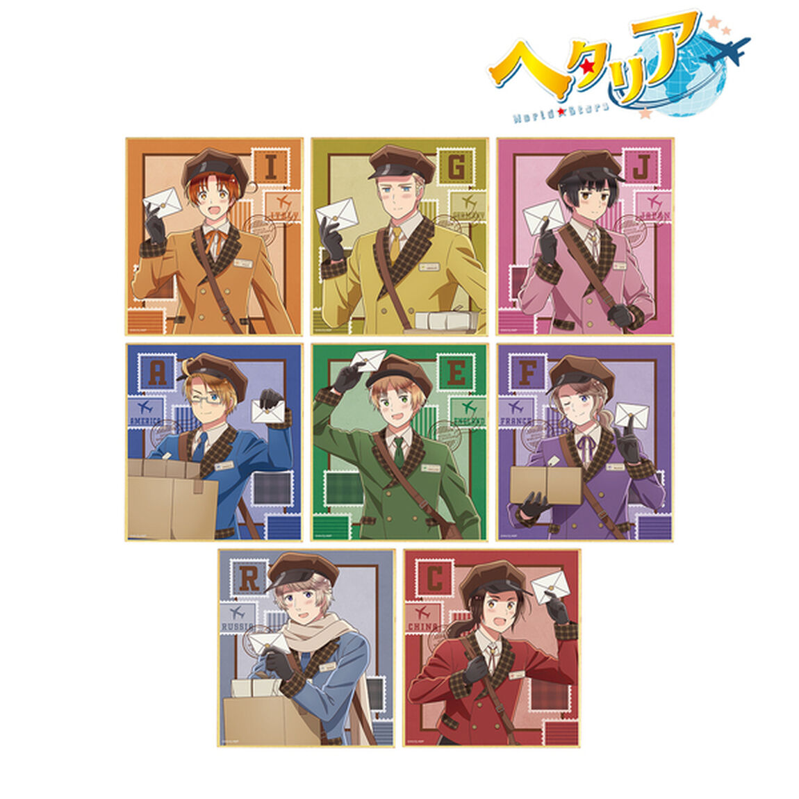 アニメ「ヘタリア World★Stars」描き下ろし 郵便屋ver. トレーディングミニ色紙【単品】（2025年11月中旬以降発売予定）