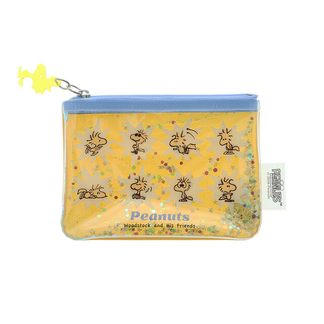 スパンコール入りミニポーチ　PEANUTS WOODSTOCK&SNOOPY 3　イエロー