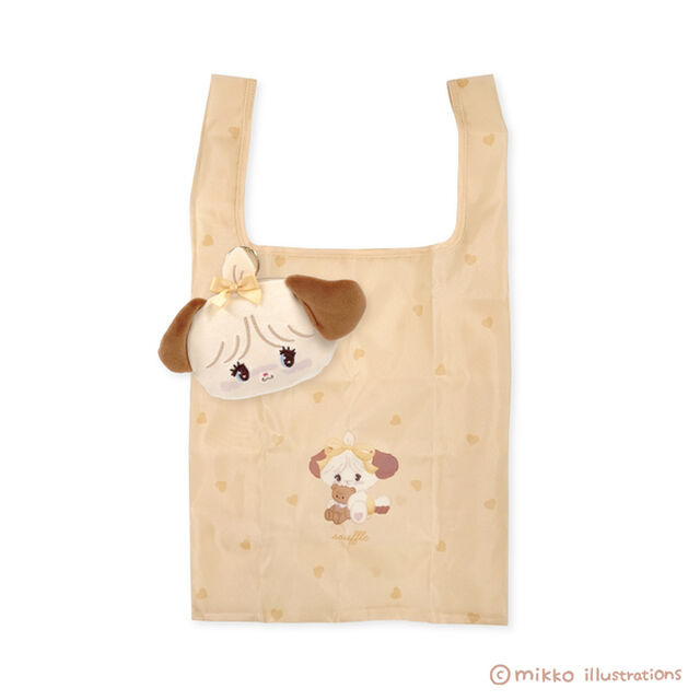 ダイカットフェイスぬいぐるみエコバッグ　スフレ　mikko illustrations