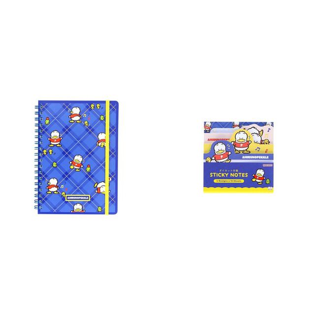 ＷリングノートＢ６＆ダイカットブロック付箋　レトロ　ＳＣ４　あひるのペックル