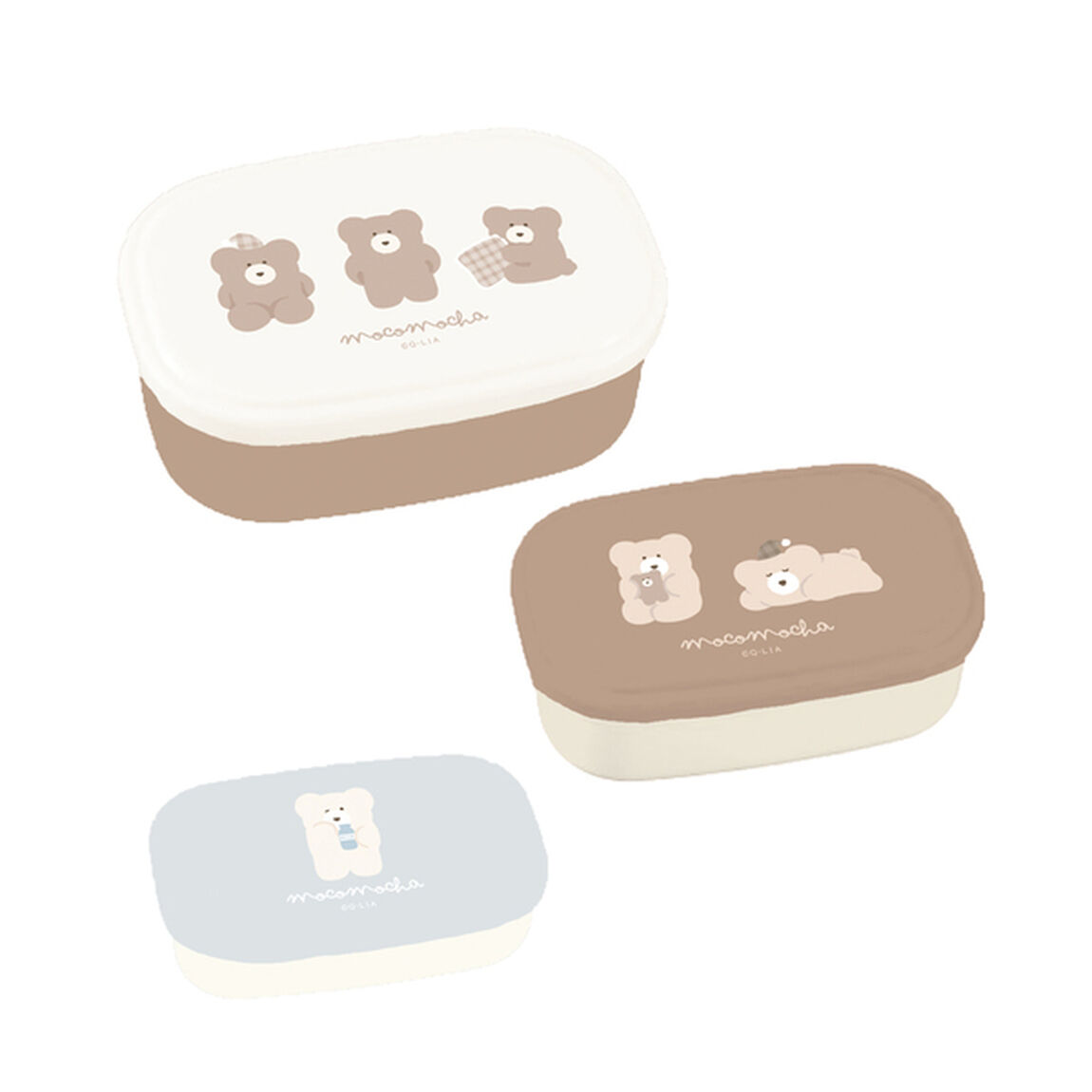 抗菌３Ｐ入れ子ランチＢＯＸ（長方形）　モコモカ