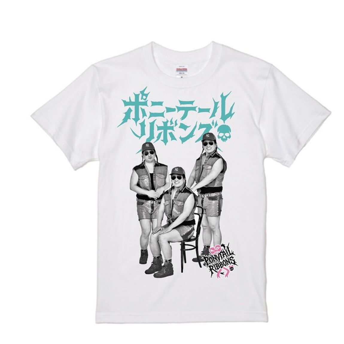 【ポニーテールリボンズ】ちょうど21周年Tシャツ 第3弾『ファミリーフォト』 ホワイト/グリーン XXXLサイズ