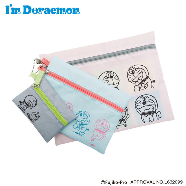 3連ポーチ　シンプル　I'm Doraemon
