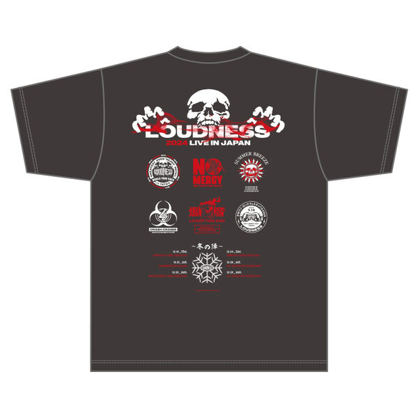 LOUDNESS】「GEHM2024」旭日旗ロゴヴィンテージブラックTシャツ（S